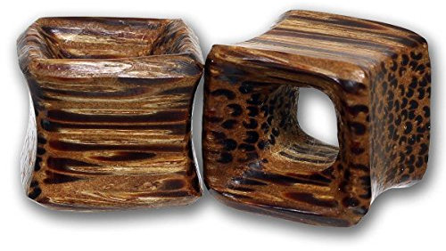 Pain-is-Art Double Flared Viereck Flesh Tunnel Coconut Wood 14,0 mm Ohrschmuck Piercing
