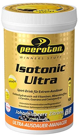 Peeroton Isotonic Ultra Johannisbeere-Zitrone - Kohlenhydratreiches Elektrolyt Pulver mit Mineralstoffen und Vitaminen, isotonisches Hochleistungs Getränk mit Colostrum Komplex Q10-300 g