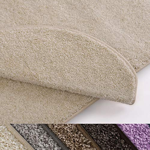 casa pura Teppich Läufer Uni Creme | Qualitätsprodukt aus Deutschland | GUT Siegel | kombinierbar mit Stufenmatten | viele Größen (160 x 400cm)