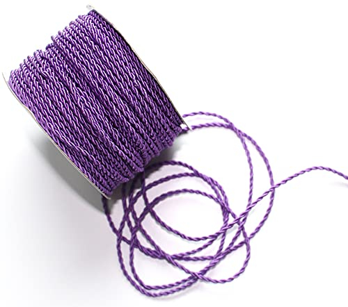 50m Kordel 3 mm breit Schnur Kordelband gedrehtes Band (Lila)