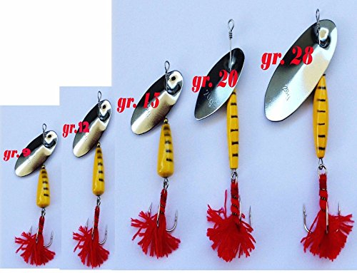 CUCCHIAINO PALETTA VESPA CON CIUFFO ROSSO LANA ARTIFICIALI PESCA TROTA LUCCIO (g.20)