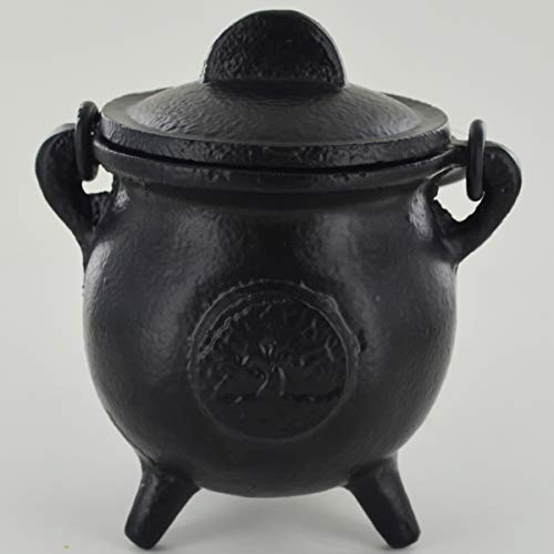 Cast Iron Cauldron Tree of Life Small Witch & Magic Accessory for Wicca Potions Neopaganism Gift