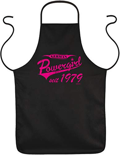 trag-das Geschenk 40 Geburtstag Schürze 40 Jahre Grillschürze Grill Real King 1979 (Powergirl)