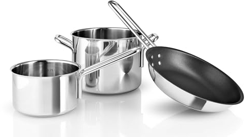 EVA SOLO | Edelstahl StarterSet Kasserolle 3 pcs. | Topfmaterial gut für die tägliche Anwendung geeignet | Edelstahl