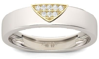 Jeulia Zweifarbig Herz Design Rundschliff Sterling Silber Partnerringe Trauringe Eheringe Set (Herren, 57 (18.1))