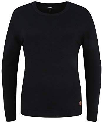 OXMO Edda Damen Strickpullover Feinstrick Pullover mit Rundhalsausschnitt, Größe:XL, Farbe:Black (799000)