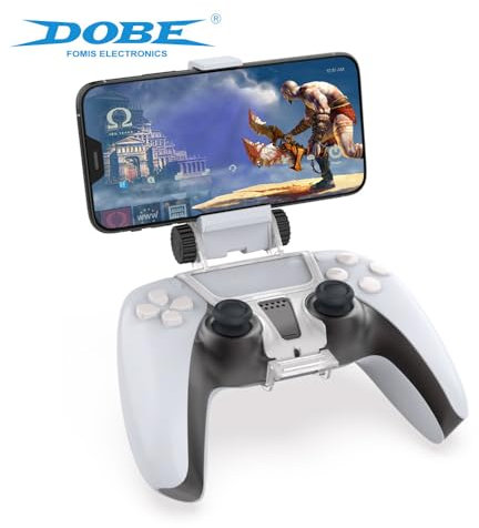 DOBE PS5 Controller Mobile Gaming Clip for Playstation 5 Dualsense Controller Remote Play Mobile Phone Holder Clamp Adjustable Phone Mount Clip (TP5-0527B)
