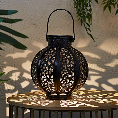 Lights4fun 17cm Marokkanische LED Solar Laterne Casablanca warmweiß Solarlampen für Außen Garten Deko Balkon