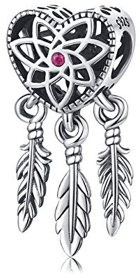 Eusense Traumfänger Charm passen Pandora 925 Sterling Silber Feder Bead Charm für Armband Kette