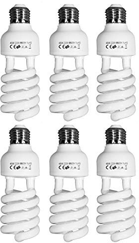 6 x Fotografie Daylight Weiß E27 Beleuchtung Lampen-Birnen- 45W 5500K Lampe