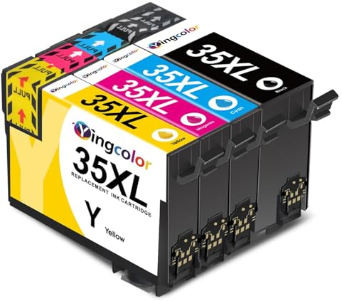 35XL Druckerpatronen für Epson 35XL Multipack 35 XL Patronen Kompatibel mit Epson Workforce Pro WF-4720DWF WF-4725DWF WF-4740DTWF WF-4730DTWF, 4 Pack (Schwarz, Cyan, Magenta, Gelb)