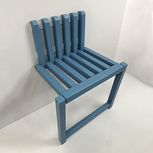ZLL Massivholz-Klapphocker, Wand-Installation, Dusche Klapphocker, 150 Kg Fassungsvermögen Verwendet In Fluren, Badezimmer, Schränke, Balkone (Color : Blue)