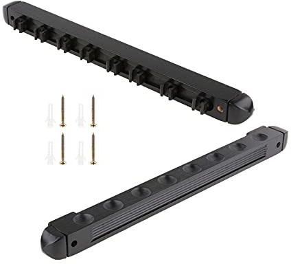 Perfeclan 8 Loch Polrahmen Billard Queue Halterung, Billardqueue Wandhalter Pool Cue Rack Stick Halter Wandhalterung aus Holz Billiard Zubehör für 8 Billiard Cue - Black