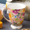 Tasse à Thé en Porcelaine Tasses De Petit Déjeuner Moderne, Tasse à Vintage Motif Floral Café en Céramique avec Anse pour Cadeau, Hôtels, Ménage (Style D)