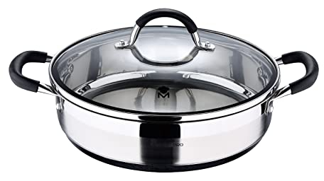 MasterPRO - Cacerola baja de 3.8L, 28 x 7 cm - Colección Foodies -Acero Inoxidable - Revestimiento Antiadherente -Mango ergonómico - Apto para toda tipo de cocinas - Libre de Tóxicos