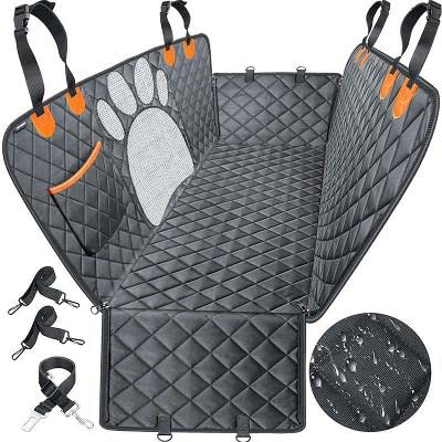 Szasas Pet Supplies PREMIUM Hundedecke für Auto, Rückbank, Kofferraumdecke für Hunde, Autoschondecke mit Sicherheitsgurt, Reißverschluss und gratis Trinkflasche, Schwarz