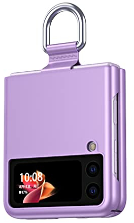 SEAHAI Case for Samsung Galaxy Z Flip 3 5G (Z Flip3 5G), Ultra Thin Premium PC Matte Finish Anti-Scratch Cover, Silky Touch Feeling Phone Case with Ribbon and 360 Degree Ring - Purple