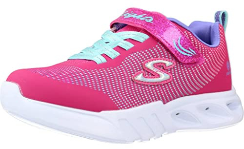 Skechers Flicker Flash Unisex - Kinder,Jungen,Mädchen Sneaker,Schnürschuhe,Schnürer,Halbschuhe,Straßenschuhe,Blinklicht,Pink,30 EU / 12 UK