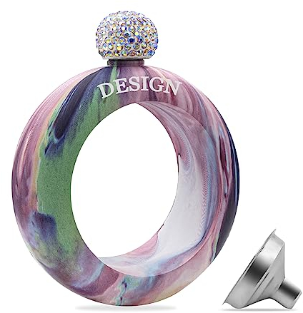 TOPTIE Custom Bracelet Flask Stainless Steel Bangle Flask, Engraved 3.5Oz Wrist Whiskey Bottle- Galaxy
