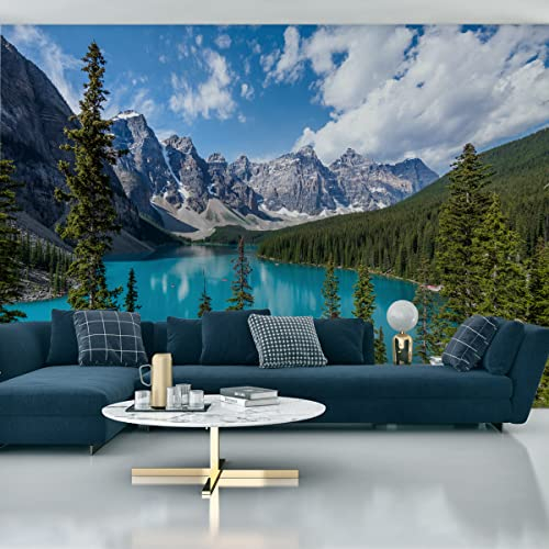 Muralo Selbstklbnde Fototapete 254x184 See in den Bergen Bäume Landschaft Moderne Tapete Wohnzimmer Schlafzimmer Wandbilder Wandtapete Wandtattoo XXL Br.254xHö.184