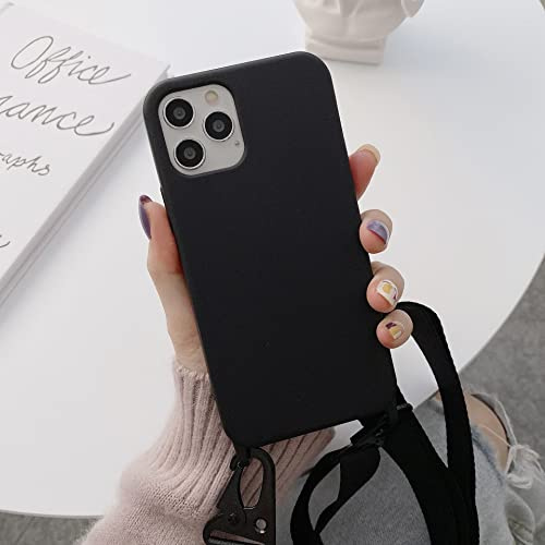 Bakicey Handykette Hülle für iPhone X/Xs(5,8), Silikon Schutzhülle mit verstellbarem Umhängband, wetterfestes Trageband Handyhülle zum Umhängen für iPhone X/Xs(5,8), Schwarz