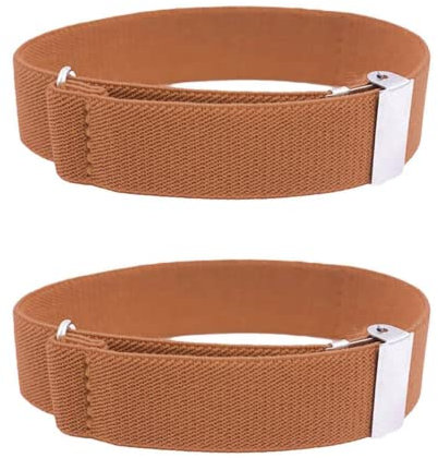 CHENGZI 1 Paar elastische verstellbare Armstulpen für Herren, Hemd, Strumpfband, Ärmelhalter, Breite 2,4 cm, braun, Einheitsgröße