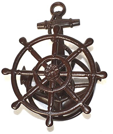 Graf von Gerlitzen Schlauchhalter Wasserschlauch Halter Rolle Aufhängung Gußeisen Anker Maritim Steuerrad TH-15RU