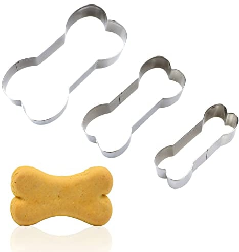 3Pcs Dog Cookie Cutters, Bone Shaped Cookie Cutter, Dog Biscuit Cutter Set 3 Various Size Large/5.2 Inches, Medium/4.5 Inches, Small/3.9 Inches