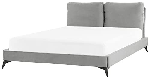 Beliani Elegantes Polsterbett in Grau Samtstoff mit Lattenrost 160 x 200 cm Melle