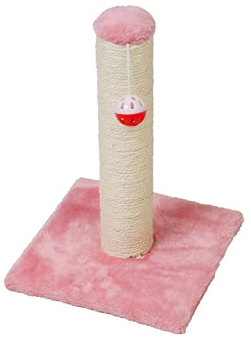 Rascador Poste para Gatos con Bola Colgante, Afilador uñas para Gatos,Sisal Natural,25x25x35cm.Color Rosa
