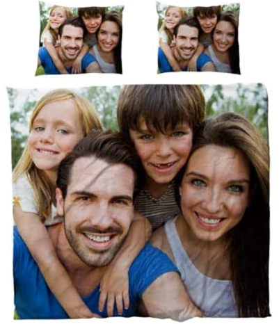 Ler Personalisierte Bettwäsche Set, Eigenes Photo Custom Photo Bettbezug Kissenbezüge,Superweiches. (53x78/135 x 200)