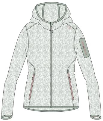 CMP - Giacca in Knit-Tech da Donna con Cappuccio Fisso, Jade-Bianco, 46