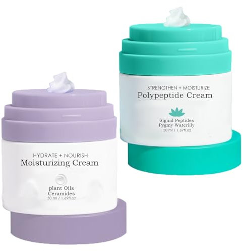 Firming Face Cream,2PCS Face Moisturizer with Vitamin E,Anti Wrinkle Face Cream+Hydrating Facial Moisturiser,Collagen Daily Moisturiser Face,Dark Spot Remover for Face,Day & Night Cream (purple+green)