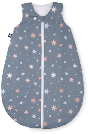 Julius Zöllner Sommerschlafsack Jersey, 0,5 TOG, waschbar bei 60°C, Made in Germany, OEKO TEX Standard 100, Shiny Stars, Gr. 56/62