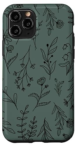 iPhone 11 Pro Midnight Green Wildflower Floral Pattern Case