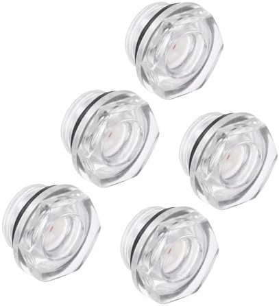 CoCud Vetro Livello Olio Compressore Aria, | Filettatura Maschio 1/2 | Finestra Indicatore Vetro Testa Esagonale Alluminio - (Applicazioni: Accessori Scatola Del Cambio), 5Pz
