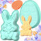 Saijer Moule Gateau, 2 Pièces Moule Lapin de Paques Moule Silicone Lapin Silicone Gateau Paques Moule Gateau Silicone Moule Paques Silicone Gâteau œufs Patisserie Moule Oeuf Lapin de Paques （Vert）