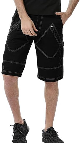 Beokeuioe Men's Summer Sweatpants with Zip Pocket Summer Shorts Men's Cargo Shorts Cotton Casual Slim Fit Leisure Shorts Bermuda Shorts Leisure Trousers, black, XL