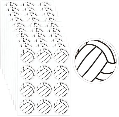 120pcs 3 cm Adesivi da Pallavolo per Scrapbooking, 10 Fogli Adesivi Decorativi Autoadesivi Bomboniere Sportive per Pallavolo per Bambini, Adolescenti, Bottiglia d'Acqua
