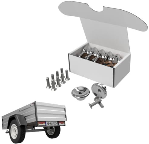 Set di 10 ganci per telone, in acciaio inox, pomelli rotondi, per rimorchio, antiruggine, con viti (testa svasata M5 x 20)