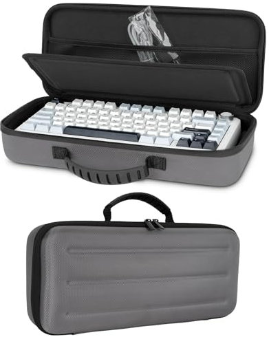 XINGFUDAO Funda rígida para teclados y accesorios para juegos del 75%, bolsa de almacenamiento protectora impermeable, compatible con Aula F75 y otros teclados gaming 75%, gris, M, SIMPLE, gris,
