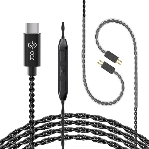 KZ ZST iem Cable, Replacement USB C Type-C Cable, Upgraded in ear Monitor Cable for ZS10 PRO X, ZS12 PRO X, ZSN PRO X, EDX PRO, ZAR, ZA12, Castor, ZSA, PRX, CCA CRA Earbuds (2Pins with Microphone)