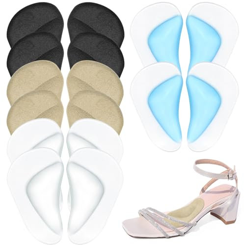 VEGCOO Lot de 8 Paires de Voute Plantaire Semelle Orthopédique, Semelles en Silicone Gel Coussinets de Soutien Soulager la Pression et Les Douleurs au Pied, Unisexe