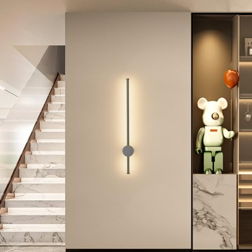 Klighten LED Lange Wandleuchte Innen, 65CM/18W Modern Wandlampe, IP65 Wandleuchten Außen, Wandbeleuchtung Aluminium für Wohnzimmer Schlafzimmer Flur, Warmweiß 3000K, Dunkelgrau