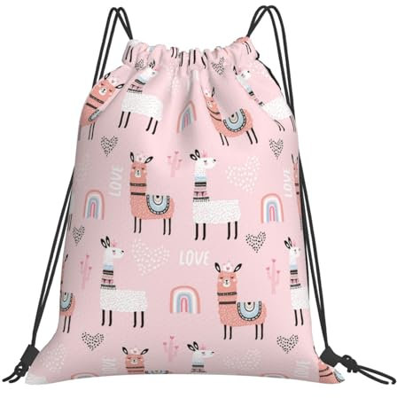 YHBLYKXP Lama Rucksack mit Kordelzug, Kordelzug, Sportrucksäcke, Weiss/opulenter Garten, Einheitsgröße, Rucksack, Rucksäcke
