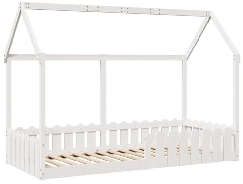 vidaXL Kinderbett Hausbett Weiß 90x190 cm Massivholz Kiefer