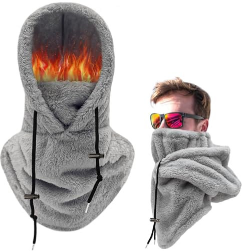 LINSOCLE Plüsch Sturmhaube Mütze Winter, Schalmütze Balaclava für Herren und Damen,Thermo Skimaske Fleece Balaclava Kapuze Schal Mit, Motorradmaske zum Radfahren Ski Winddichte Halswärmer
