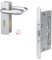 BASI | Set aus Feuerschutzbeschlag mit FH Einsteckschloss | Aluminium Beschlag Drücker-Drücker | DIN Links/rechts | Schloss mit Panikfunktion | für FH-Türen Stahltüren