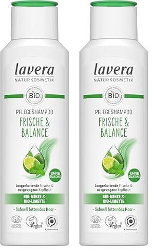 lavera Pflegeshampoo Frische & Balance - ohne Silikone - Sanfte Reinigung & milde Frische - vegan - Naturkosmetik - 250 ml (Packung mit 2)