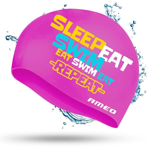 AMEO Premium Silikon Badekappe für Damen & Herren | Elastische Swim Cap Wasserdicht – Komfortable Schwimmhaube für Erwachsene & Jugendliche